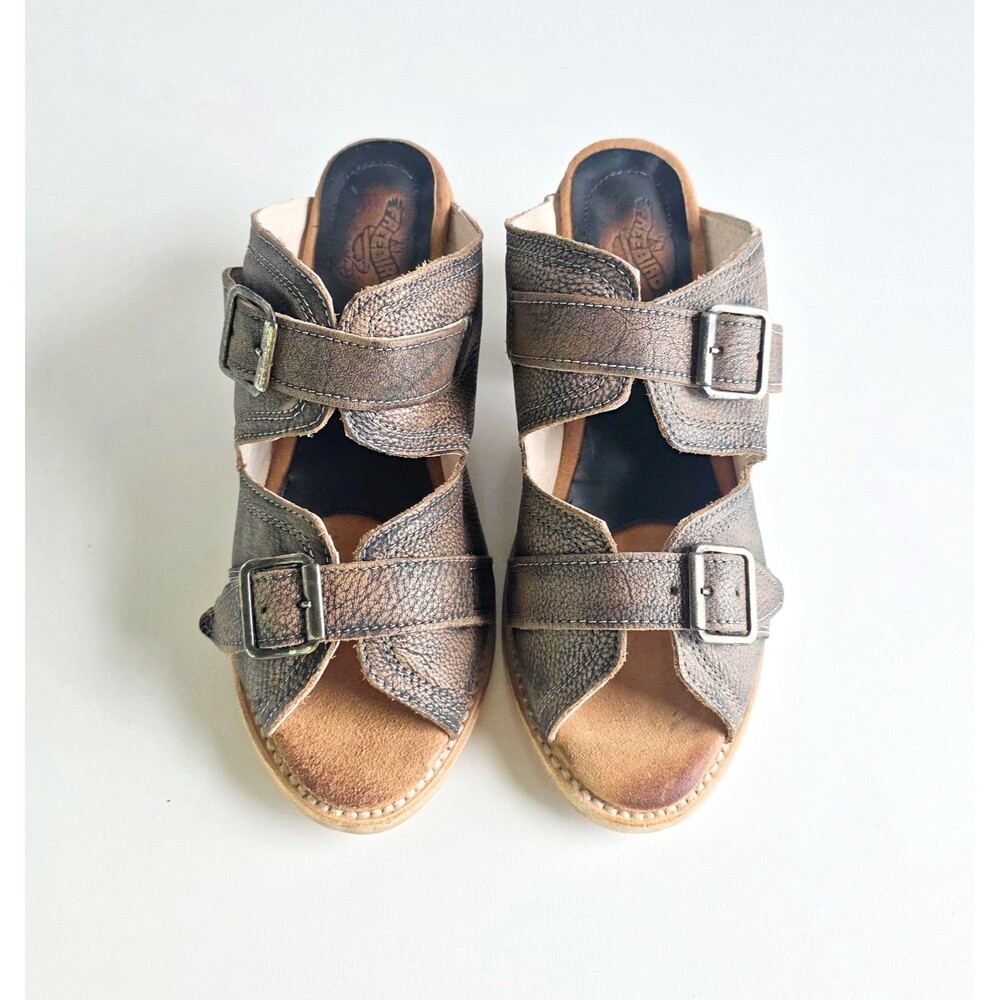 FREEBIRD Caprice Sandals Brown Distressed Leather Women's Sz 10 Heeled Mule - Picture 13 of 13